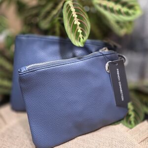 French Connection Navy Double Pouch Wristlet